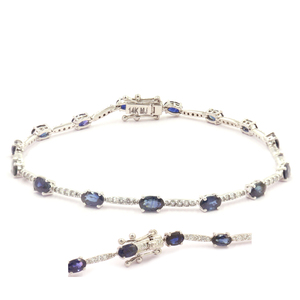 14KW Sapphire (Oval) 4.65 CT White Diamond (Round) 0.69 CT <b>Bracelet</b> - Product Image 3