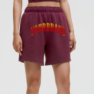 New Arrived 2026 100% Cotton Women's Shorts Custom 3D Embroidered Logo With Cotton <b>Strings</b> Streetwear Acid Wash Shorts For Women - Product Image 1