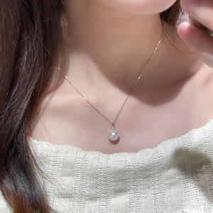 Collar Minimalista Decorativo con Colgante de Perla Edison de Agua Dulce de 10-11 mm, Cadena de Clavícula de Plata S925 con Circonita Geométrica - Product Image 3