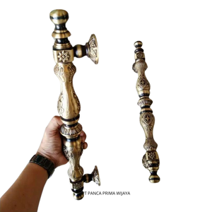 Manija de Puerta de Latón Antiguo de Alta Calidad, 54 cm |   Puntas translúcidas (1 par) con sistema Keyhole Touch, ambidiestras, para uso exterior, fáciles de usar - Product Image 3