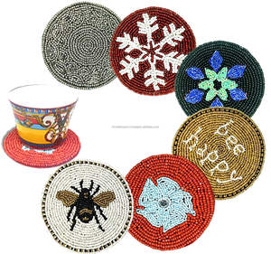 Posavasos de perlas redondas de PVC con cuentas hechas a mano, posavasos de decoración de escritorio para el hogar y la Oficina, posavasos antideslizante con aislamiento de moda exquisita - Product Image 6