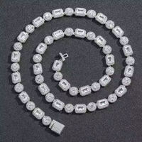 Collier Evanex en moissanite VVS, design baguette, serti de diamants, pour homme et femme, en argent 925, plaqué or rhodié 18 carats, bijoux de luxe