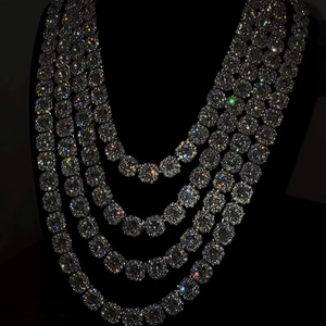 925 Sterling Silver Moissanite Diamond Neckless VVS1 <b>Iced</b> <b>Out</b> Mixed Moissanite Diamond Necklace GRA Certified - Product Image 4