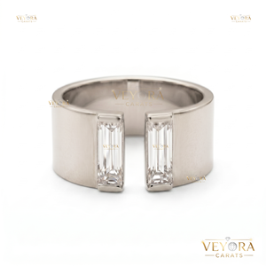 Anillo Abierto Inteligente de Plata Sólida 925 con Moissanita Baguette, Protector Elegante para Joyería - Product Image 3