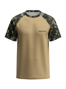 Raglan Three Quarter Sleeve <b>Polyester</b> Cotton Men's T-Shirt Men's Custom Camouflage Print T-Shirt Personalized Text/Name Breath - Product Image 2