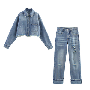 Vaqueros anchos de mezclilla para hombre, lavado oscuro, corte holgado, cintura alta, estilo casual urbano, algodón tejido para otoño - Product Image 2