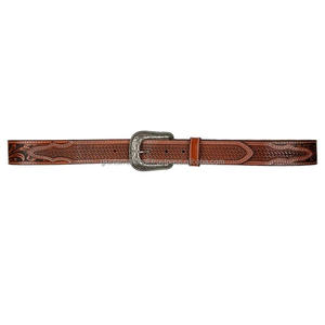Wholesale Unisex Floral and Basket Weave Design Engraved Full Grain Harness Western Leather Tooling belt for <b>jeans</b> or pants - Product Image 6