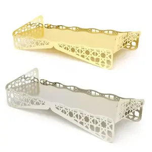 Bandeja de Corte Láser con Acabado Dorado, Bandeja Decorativa para Mesa, para Servir Flores - Product Image 1