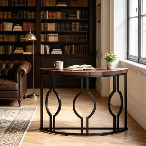 Table console longue en bois massif de style rustique moderne pour la maison, l'appartement ou l'hôtel, avec pieds réglables pour le salon - Product Image 5