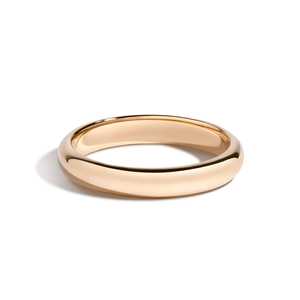 Custom 4mm 14K 18K Plain Gold Wedding Band Heavy Rounded Dome Matching <b>Ring</b> Unisex <b>Chunky</b> Stacking Band Men Women Wholesale - Product Image 1