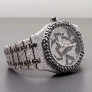 Reloj de Lujo Clásico y Sencillo de Acero Inoxidable con Moissanita, Esfera con Diamantes Negros y Blancos VVS, Cristal de Zafiro, Movimiento de Cuarzo 10 - Product Image 3