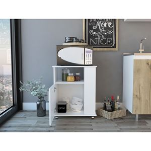 Mobiletto per Microonde Correy a 4 Ripiani Bianco con Ruote, Prodotto per Isole e Carrelli da Cucina - Product Image 4