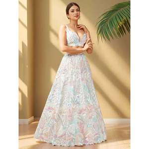 Off-<b>White</b> <b>Sequins</b> Net Bridesmaid Lehenga Choli - Product Image 6