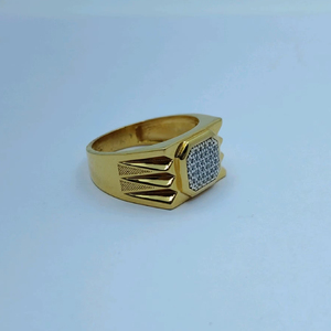 Elegant 22K Gold <b>Mens</b> <b>Ring</b> with Diamond Square Cluster and Geometric Band Design Stylish Designer Finger <b>Ring</b> Luxury Jewellery - Product Image 1