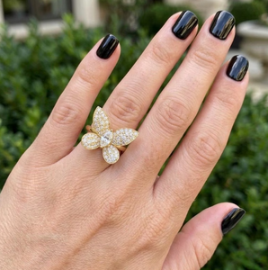 Anillo de Mariposa con Diamante Marquise Cultivado en Laboratorio Sparkledge Creation Luxury E VVS2, Chapado en Oro, Engaste Pavé, Anillo Elegante con Diseño Natural - Product Image 5
