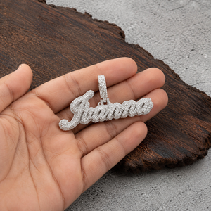 Colgante de Letra Personalizado con Incrustaciones de Moissanita, Plata de Ley, Estilo Hip Hop, Venta al por Mayor - Product Image 4