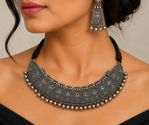 ARTS JEWELS Gold Plated Bezel Setting Trendy Lovers <b>Choker</b> Necklace Earring Set Boho Indian Women's Jewelry Gift for Anniversary - Product Image 3