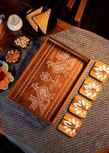 Wooden Bone Inlay Decorative Trays <b>Elephant</b> Pattern Serving Platter Jewelry Storage Organizer for Home Table <b>Decor</b> Birthday - Product Image 2