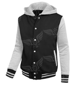 Chaqueta Varsity Personalizada para Hombre con Capucha, Chaqueta Bomber con Botones a Presión y Bloques de Color, Sudadera Casual Estilo Streetwear - Product Image 5