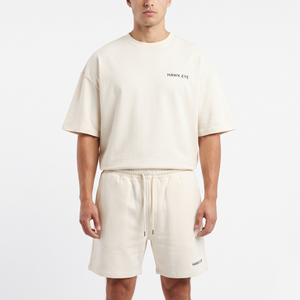 Ensemble décontracté d'été 2 pièces pour homme avec logo personnalisé, t-shirt vintage imprimé coupe ample 100 % coton délavé à l'acide et short streetwear tricoté - Product Image 5