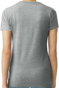 T-shirt en denim pour femme, col rond, coton/polyester, doux, respirant, décontracté, été, fabrication OEM, marque privée - Product Image 2