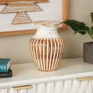 Vase en bois de manguier artisanal - Courbes élégantes, vente en gros personnalisée - Product Image 2