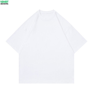 เสื้อยืดผ้าคอตตอนผสมเนื้อหนาสำหรับผู้ชาย ทรงหลวม สไตล์ลำลอง ไหล่ตก หลายสี แพ็คหลายตัว สตรีทแวร์ ดีไซน์เรียบง่าย - Product Image 1