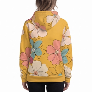 Sweat-shirt à capuche pour femme avec imprimé floral par sublimation, impression numérique personnalisée, cordon de serrage et poche avant - Product Image 2