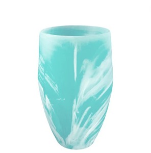 Vase à fleurs en résine écologique haut de gamme, ornements artisanaux, nouveau vase bleu aqua, forme irrégulière, design moderne pour le salon - Product Image 2