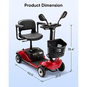 Scooter Elettrico Pieghevole Compatto a 4 Ruote con Cestino e Luce per Viaggi, Facile Mobilità per Disabili - Product Image 3