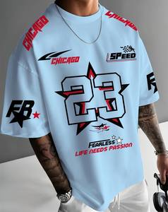 Camiseta Gráfica de Carreras Chicago 23 para Hombre - Deportiva Casual de Manga Corta de Verano, Poliéster Transpirable, Antipilling, Tallas Grandes, Parte Delantera - Product Image 1