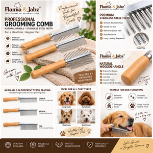 Cepillo de Aseo para Perros de Acero Inoxidable Ecológico con Púas Anguladas y Mango de Madera, Diseño Sencillo, Fácil de Limpiar, para Masaje de Mascotas - Product Image 5