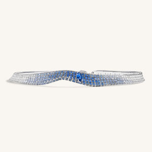 Collar de Diamantes de Platino con Zafiro Azul Corte Brillante Sintético Cultivado en Laboratorio Certificado por IGI Oro Sólido de 14K Estilo Vintage de Lujo Unisex - Product Image 2