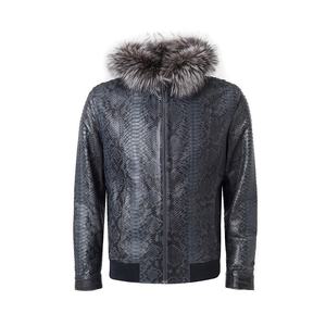 Veste en cuir noir pour homme, effet python, cuir véritable de qualité supérieure, veste de moto élégante, vêtements d'extérieur pour l'hiver, fabrication sur mesure, vente en gros OEM - Product Image 5