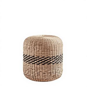 Eco-Friendly Bamboo Tufted Round <b>Stool</b> Ottoman-Traditional Modern Design Portable Footrest for Apartment & Park Use - Product Image 1