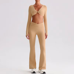 Nouvel ensemble de fitness pour femmes, séchage rapide, respirant, extensible dans quatre directions, leggings de yoga en spandex/nylon, soutien-gorge de sport - Product Image 1