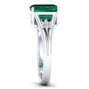 REYES High Quality 925 Sterling <b>Silver</b> Emerald Cut 2.5 Carat Emerald Gemstone Rings Luxury Moissanite Engagement Gift Jewelry - Product Image 3
