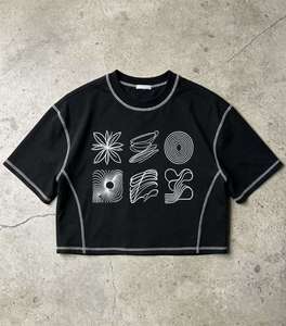 High Street Reverse Stitch Distressed Front Logo Cropped Oversized T-Shirt <b>Y2K</b> Hip Hop Short Sleeve <b>Top</b> Eco-Friendly Breathable - Product Image 4
