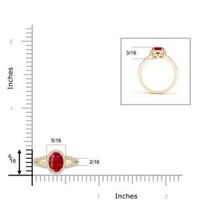 Anillo de Oro Sólido de 14k con Rubí de Corte Ovalado y Diamantes Pavé en Tallo Dividido, Joyería Fina Certificada, Anillo de Compromiso con Diamante Real SI/H - Product Image 4