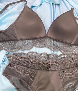 Conjunto de sujetador de encaje floral estilo francés de copa completa para mujer, sexy, push-up, ecológico, top corto sin mangas, ropa interior deportiva, bikini - Product Image 5