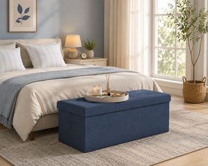 Banco de Almacenamiento Moderno de Tela con Tapa Acolchada para Sala de Estar, Muebles para el Hogar - Product Image 4