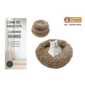 Cama Redonda de Terciopelo para Mascotas, Tamaños S, M, L, Suave y Cálida, Nido para Perros y Gatos, Base Impermeable - Product Image 5