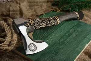Brand New OEM Custom Made Damascus Steel Tomahawk <b>Axe</b> Hatchet with Rose Wood Handle - Product Image 1