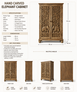 Wholesale Traditional Solid Wood Elephant Motif Double Door Cabinet Storage Unit <b>Large</b> Capacity Eco-Friendly for Bedroom Living - Product Image 5