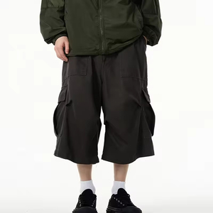 <b>Cargo</b> <b>Shorts</b> <b>Women</b> <b>Black</b> Loose Fit Mid Waist Elastic Waist Streetwear Style Canvas Material Breathable Pockets Design - Product Image 1