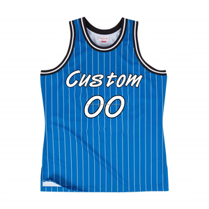Camiseta de Baloncesto Personalizada Azul a Rayas sin Mangas Unisex para Adultos Transpirable con Logotipo Impreso en la Parte Delantera - Product Image 4