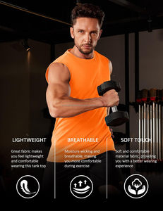 Débardeur léger en coton pour homme, respirant, pour la salle de sport, entraînement, tricoté, décontracté, sans manches, pour l'été - Product Image 3