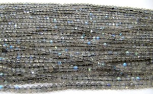 Perles de Labradorite Naturelle Facettées Rondelles 2-2,5 mm Grises Chatoyantes, Fils de 13 Pouces de Long - Product Image 2