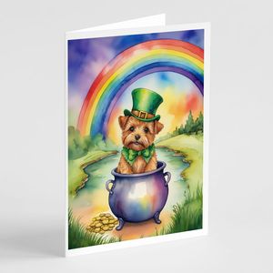 Whimsical A7 tamaño 5x7 tarjetas de felicitación del Día de San Patricio Paquete de 8 tarjetas de notas en blanco con sobres con Norfolk Terrier - Product Image 1