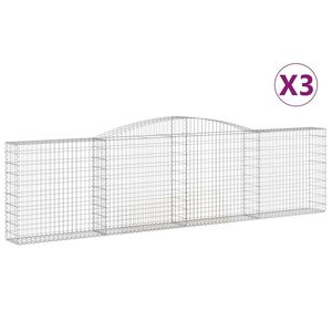 Set di 3 Grandi Cesti in Rete Metallica Gabion in Ferro Zincato Argentato, Collezione di Cesti in Filo Metallico - Product Image 2